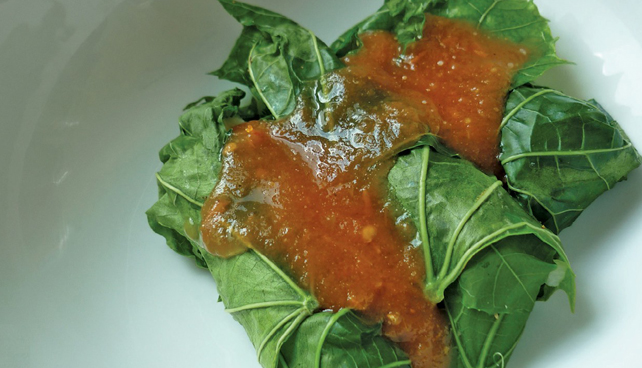 Stuffed Chaya Leaves